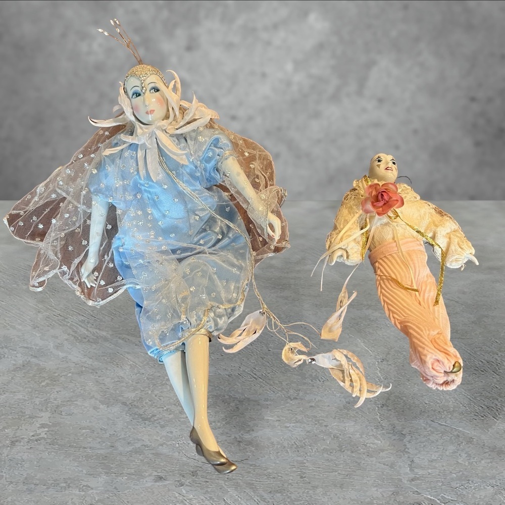Vintage Porcelain Jester Clown Dolls Lot of 2